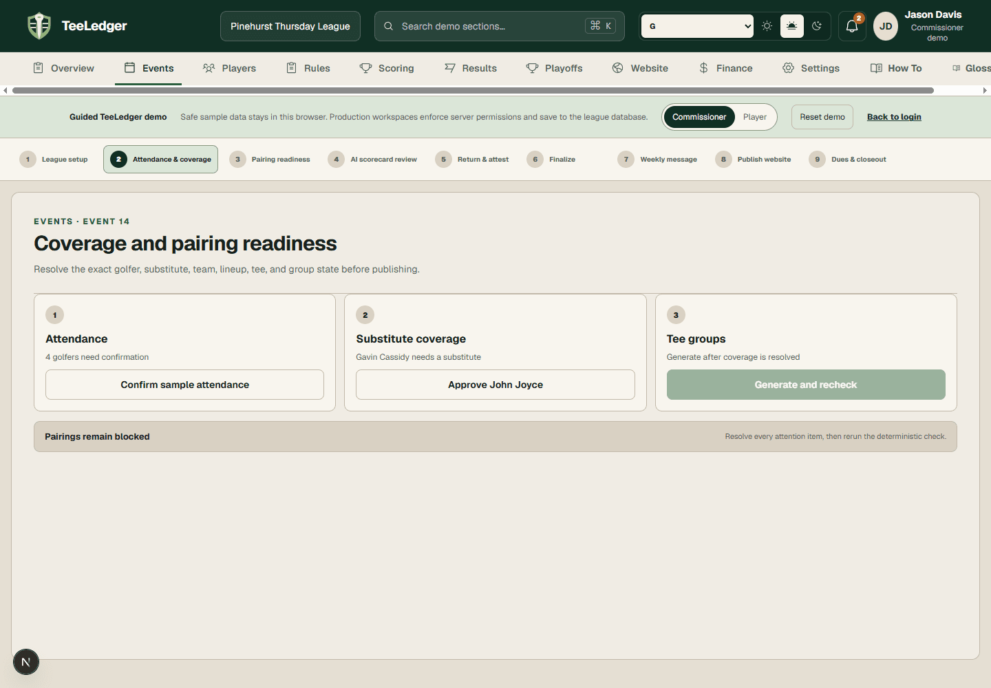 TeeLedger Events demo